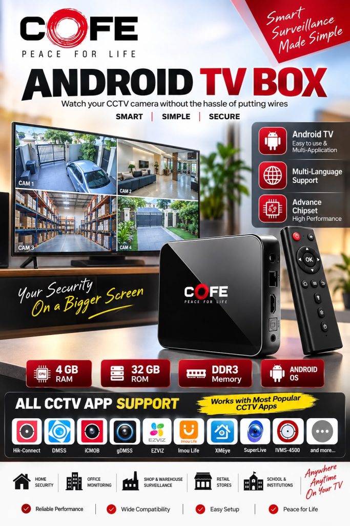 Cofe Android TV Box 4GB RAM 32GB ROM CF-ADR007 for CCTV Monitoring