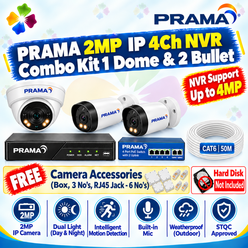 Prama 4Ch NVR 2MP IP Camera Kit