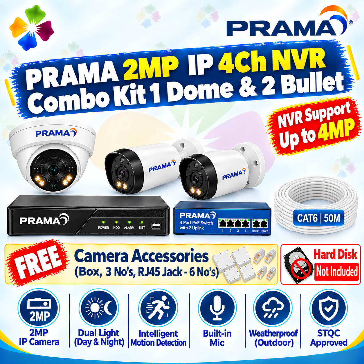 Prama 4Ch NVR 2MP IP Camera Kit