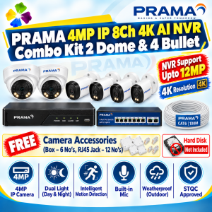 Prama 4Ch 4K AI NVR 4MP IP Camera Kit